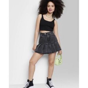 NWT Y2K Wild Fable Women's Sz 4 High Rise Pleated Denim micro Mini Skirt DEADSTO